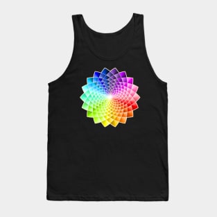 Colorful Mandala with 3D Effect and White Lines Tank Top